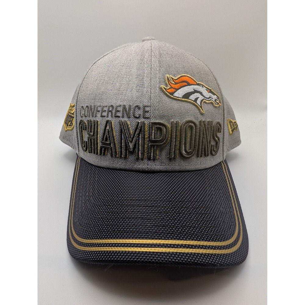 New Era Denver Broncos Hat Mens OSFM Gray Excellent AFC Super Bowl 50 Champions